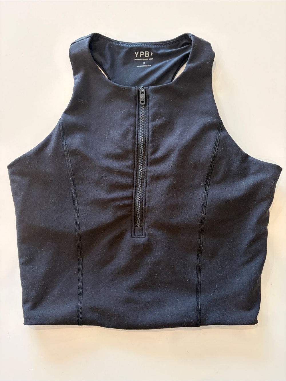 YPB Black Zip-Front High Neck Tank